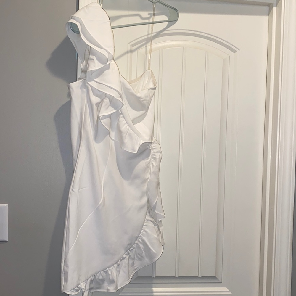 One shoulder dress.